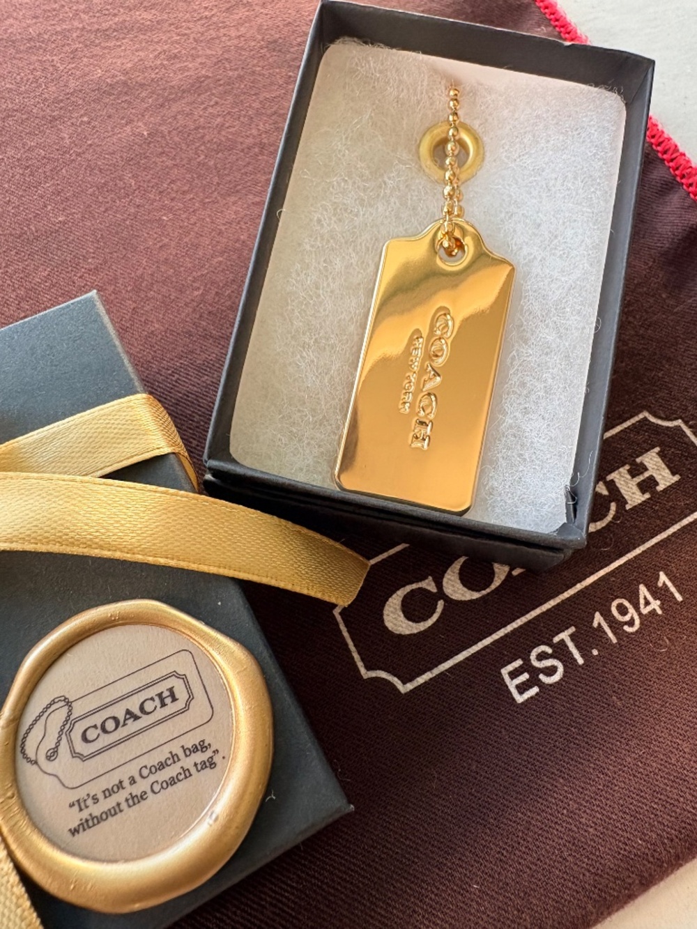 NEW Coach 2” SOLID Heavyweight Gold-Tone Metal Hang Tag Replacement Bag Charm - Picture 13 of 15